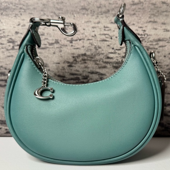 New Coach Jonie Mini Bag in Glovetanned Leather Aquamarine / Silver CR508 - Picture 3 of 15